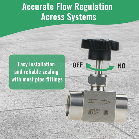 Stainless Steel Needle Valve 304 FNPT Half Inch Female Straight High Pressure Flow Control For Water Oil Gas Systems