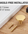 Top Shelf Handymen Approved Solid Brass Cabinet Knobs And Brushed Round Drawer Pulls In A 15 Pack With M4 Hardware for easy installation with 1" and 1.5" screws.