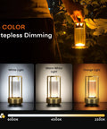 Portable Metal Table Lamp Cordless Rechargeable LED Light With 3 Color Infinitely Dimming Battery Powered Small Desk Lamp