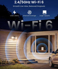 Front view of home with Wi-Fi 6 signal showing connectivity for an All In One Solar Floodlight Camera With 2K Clarity, Up To 1000 Lumens Motion Activated Light And Siren, Wireless Outdoor Security, Color Night Vision, AI PIR Motion Detection, WiFi 6 Ready, IP66 Weatherproof