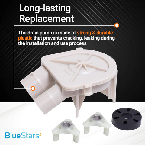 Washer Drain Pump And Core Motor Coupling Kit For Whirlpool And Kenmore Washers Replaces 3352492 3348215 includes parts display