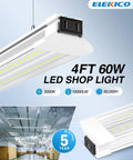 Ultra Bright 60W 4Ft LED Shop Light 9000 Lumens 5000K Daylight Linkable Ceiling Lighting For Garage Workshop Barn Attic Utility Room Shed Plug-In 10 Pack