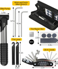 All In One Bike Repair Kit With Mini Pump And 16 In 1 Multitool, Tire Levers, 4mm And 5mm Allen Wrenches, Patches, Polish, And Handy Bag