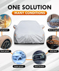 Custom Fit Car Cover For VW Beetle 2-Door 1960-1980, Six Layer Heavy Duty Waterproof All Weather Tarp With Cotton Lining shown protecting car