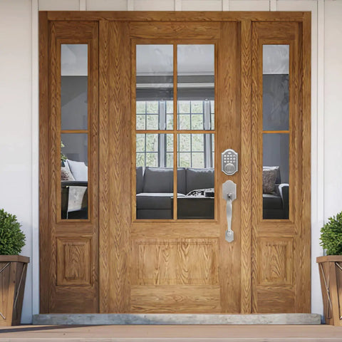 Wooden front door with keyless entry door lock with handle electronic keypad deadbolt for front doors auto lock 1 touch locking.
