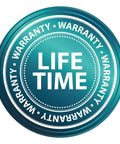 Green badge with 'LIFE TIME WARRANTY' text in white letters