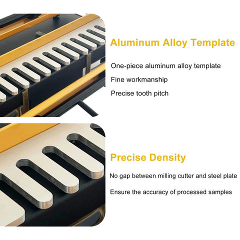 Close-up of Heavy Duty Aluminum 24 Inch Manual Dovetail Jig Loaded With Killer Precision Router Bits showing alloy template and fine workmanship.