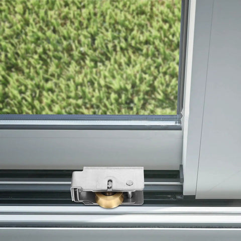 Heavy Duty Sliding Door Roller Replacement Kit With Double Bearings For Whisper Quiet Wardrobe And Patio Glides, showing a double bearing roller on track.