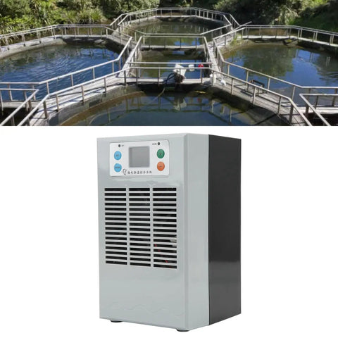 Sleek Semiconductor Water Chiller For Aquarium Tanks 20 Liter Capacity With 70 Watt Cooling Power Compact Electric Cooling Unit US Plug near large fish tanks.