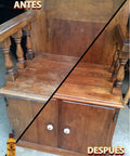 Image showing furniture before and after using All In One Wood Polish And Conditioner With Carnauba Wax And Beeswax That Feeds The Grain.