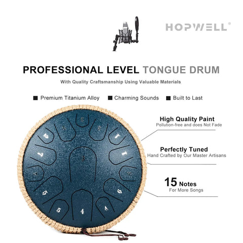 13 Inch 15 Note Steel Tongue Drum In D Major Navy Blue Hand Pan Percussion Kit With Carry Bag Mallets And Chord Guide Totally Chill For Beginners Who Want To Slap Out Catchy Tunes Anywhere