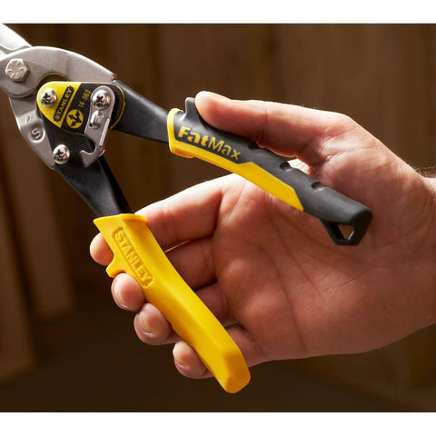 Heavy Duty Aviation Tin Snips Straight Cut 9 7/8 Inch For Sheet Metal Cutting Up To 18 Gauge Steel Or 23 Gauge Stainless in hand
