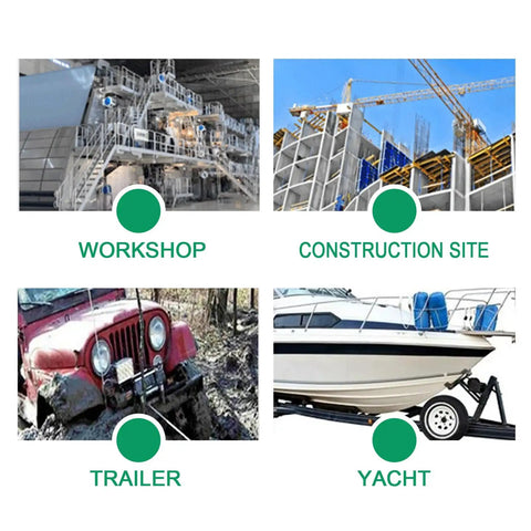Image showcasing various applications for Heavy Duty Hand Crank Winch Featuring Dual Ratchet Brake And Precision Bearing Drivetrain.