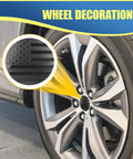 American Flag Wheel Hub Center Caps 56mm Universal for Cars Trucks SUVs, showing rim decoration with black flag design.