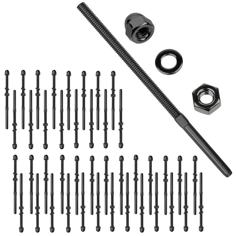 Black One Eighth Inch Cable Railing Hardware Kit Pack Of Fifty For Four By Four Or Two By Two Wood Or Metal Posts, 316 Stainless Steel