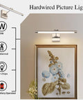 LED Picture Light With 24.4 Inch Swing Arm For Artwork Adjustable Up Down 180 Degrees Brushed Nickel Finish 14W 80W Equivalent Warm White 3000K Hardwire Connection Full Metal Construction Perfect Accent Lighting For Paintings mounted above floral artwork