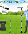 Diagram of Long Handle 2 In 1 Weed Puller Tool with adjustable 30-58in handle, shown with user for scale.