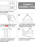 Assembly steps for On Air Neon Sign USB Powered For Recording Streaming And Podcast Home Studio, showing installation parts and process.
