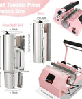 3-In-1 Tumbler Heat Press Machine For 16 Oz To 40 Oz Tumblers And 11 Oz To 15 Oz Mugs Pink DIY Cup Press with attachments