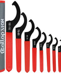 9-Piece Coilover Spanner Wrench Set Universal Motorcycle Shock Adjustment Wrenches Carbon Steel Tool Kit with red handles