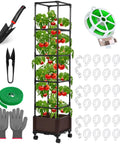 Self Watering Tomato Planter With Trellis For Patio, 55.9 Inch Raised Garden Bed Pot With Trellis, garden tools and accessories displayed