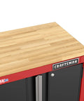 Top view of Heavy Duty Metal Garage Storage Cabinet With Two Doors Base Unit, Built To Last Welded Steel Frame, 1 Inch Butcher Block Work Surface