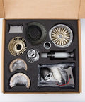 Open box showing 150+ pieces of One To Twenty Scale Turbofan Fighter Engine Model Kit That Actually Runs With 150 Pieces DIY Assembly