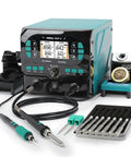 992D-II 2-In-1 Precision Soldering Kit with Hot Air Pencil, C210 Soldering Iron, LCD, Nozzles for PCB Rework, compact unit view