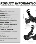Product information sheet for Rear Derailleur RD-TZ31A Six To Seven Speed Hanger Mount with front and back view.