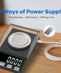 Rechargeable Precision Milligram Scale 0.001g Accuracy, 100g Capacity with USB charging cable and battery options