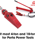 Brand New Hydraulic Spreader Jaw Fits For Porter Power 1/2 Ton Tool With 3-3/4 Inch Max Opening And 5/Gin Tip in red, showing hydraulic spreader components.