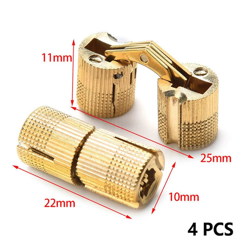 Barrel Hinges For Cabinets And Boxes Concealed Invisible Hinges Brass Finish 8-12mm For Furniture Hardware 10mm Hinge