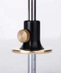 Close-up of Wheel Marking Gauge With Two Extra Blades And Laser Engraved Graduations And A Solid Brass Face Adjustable For Precise Parallel Layouts On Wood Projects Must Have For DIY Woodworking, showing black handle and brass face.