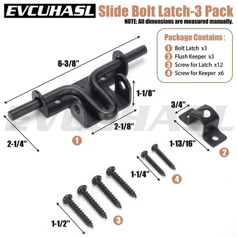 Bi Directional Slide Bolt Gate Latch With Padlock Hole Heavy Duty Sliding Door Lock Hardware for gates and fences.