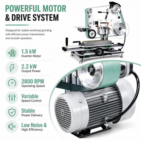 Drop Dead Solid 1500W Belt Grinder Sander 2X72 Variable Speed Floor Machine with 1.5 kW motor and smooth operation features.