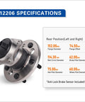 Set Of 2 Rear Wheel Hub Bearing Assemblies Fits Toyota Avalon 2005-2012, Camry 2002-2011, Lexus ES300 2002-2003, with ABS specifications