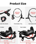 4-Piston Hydraulic Disc Brake Set For MTB And E-Bike, Trail-Ready Performance With Pre-Bled Calipers, Left Front 850mm Hose And Right Rear 1450mm Hose