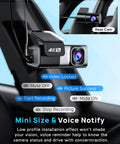 Front And Rear 4K Dash Cam With 64GB Card Built In 5G WiFi 4K Front And 1080P Rear Loop Recording Gravity Sensor close-up
