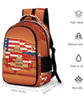 Unisex Flag And National Landmarks Printed Backpack, Huge Capacity Daypack For Travel, School, Or Everyday Use, Durable Polyester