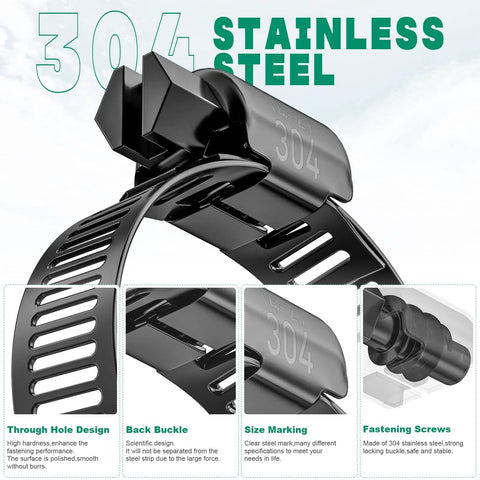 Stainless Steel Hose Clamps Kit 175 Pieces Adjustable From Quarter Inch To One And A Half Inch 6 To 38 Millimeter Heavy Duty