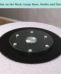 Extra Large 30 Inch Lazy Susan Turntable With Tempered Glass Top Anti Tilt Design And Auxiliary Wheels Rotating Serving Tray