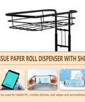 Freestanding Movable Toilet Paper Holder Stand With Raised Base And Top Shelf Holds Three Rolls Plus Phone Or Wipes Space Saver Tissue Dispenser For Bathroom Black Finish