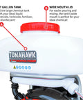 Close-up of 3.7 gallon tank and wide mouth lid for Backpack Mosquito Fogger And Garden Sprayer With Turbo Fogger, 3HP Power.