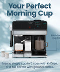 Straight Fire Coffee Station Combining An Elite Espresso Brewer With A Heavy Duty Drip Maker For Pouring Creamy Lattes Or Bold Cappuccinos Plus K Cup Pod And Fresh Ground Compatibility All Day - Multiple brewing options with a coffee machine.