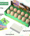 Easter Dinosaur Eggs Excavation Kit For Kids Break Open 12 Dinosaur Eggs To Reveal 12 Unique Dinosaurs Hands On Archaeology STEM Crafts Preschool Educational Toy Birthday Gift For Boys And Girls, includes 12 eggs, cards, tools.