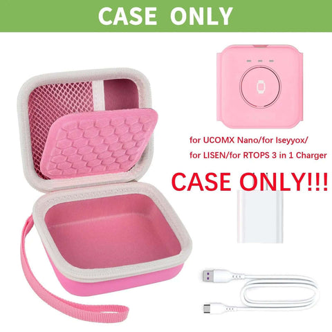Tough Love Hardshell Travel Case For Magnetic Foldable 3 In 1 Chargers Snug Ride Along in pink with molded interior for secure storage.