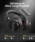 Ultra Low Latency Wireless DJ Headphones with 20ms lag, 120h battery, Hi Res LDAC, dual mic ENC, Bluetooth, wired modes shown.