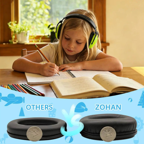 Girl wearing Kids Ear Protection 2 Pack Noise Canceling Headphones For Concerts And Loud Events Durable Cushioned Earpads.