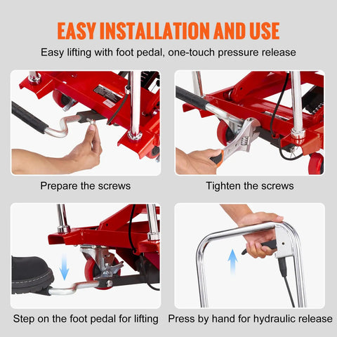 Heavy Duty Hydraulic Lift Table Cart 500 Lb Portable Scissor Platform With Pump shown in use, illustrating easy installation process.