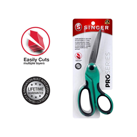 ProSeries 3 Piece Sewing Scissors Bundle For Fabric, Detail Work And Snips, Professional Grade Tempered Stainless Steel Blades, Rust Resistant, Sharp And Long Lasting For Craft Projects. Singer 8.5 in fabric shears in package, teal and black handle
